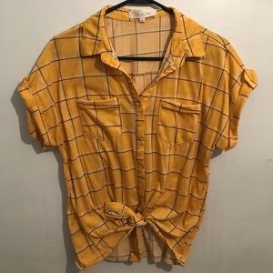 Yellow Striped Collared Shirt, Size S
